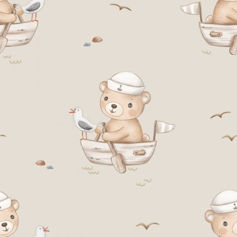 Rib Jersey Teddybär und Möwen