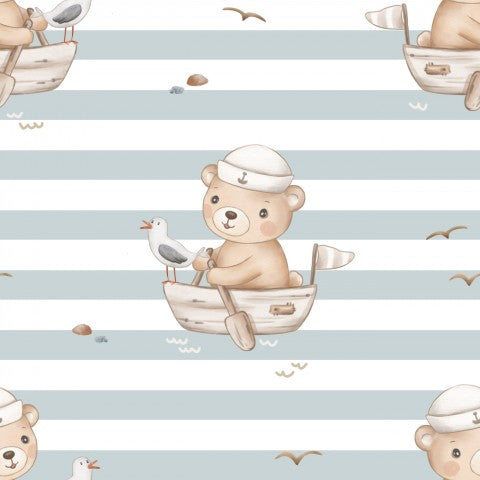 Jersey Bear On Boat SkyStripes 11x11cm