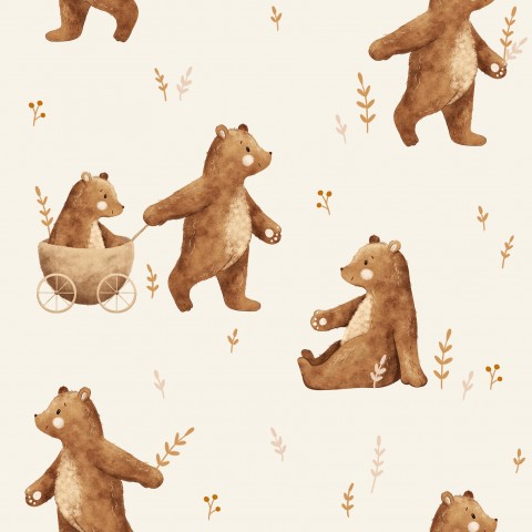 Musselin bear walk 15x15 offwhite