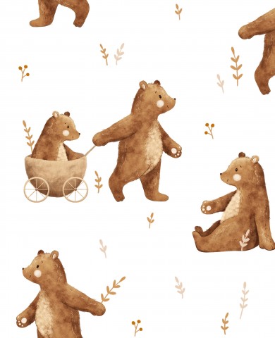 Musselin Bear walk 25x25 white