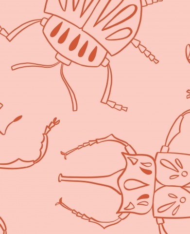 Wasserdichter Stoff Beetle lines pink big scale