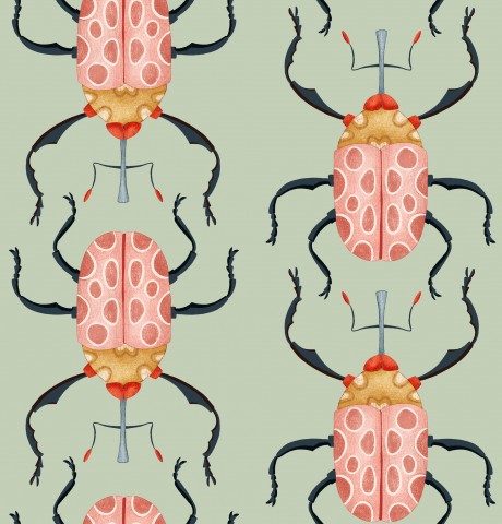Wasserdichter Stoff Beetle pink in sage