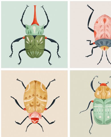 Wasserdichter Stoff Beetles in square mosaic