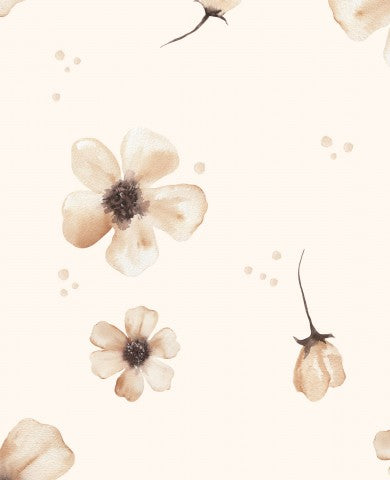 Jersey beige flowers 30x30cm cream
