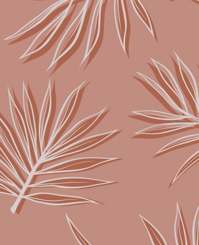 Jersey beige tropical palm leaves