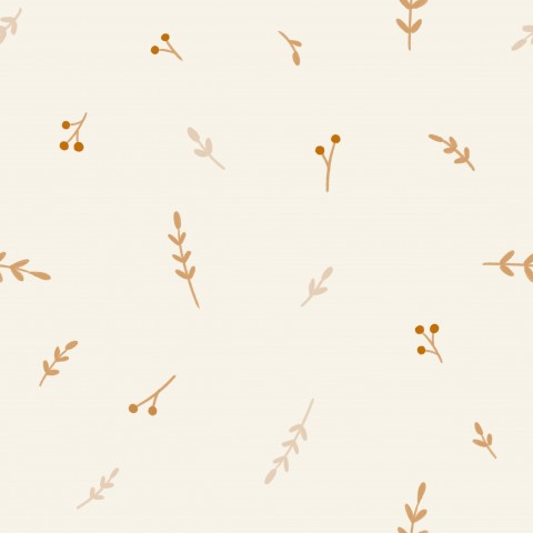 Musselin beige twigs 20x20 offwhite