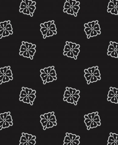 Muslin Black and White Small Autumn Flowers