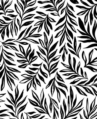 Muslin Black Inky Leaves