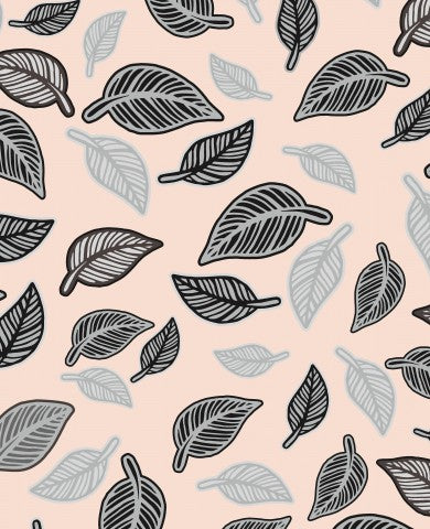 Muslin Black Leaves Autumn Line Art