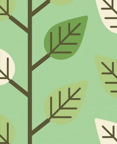 French Terry green leaves on green background