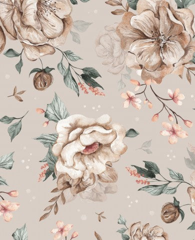Jersey flowers 30x30cm beige