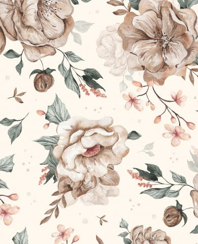 Jersey flowers 30x30cm cream