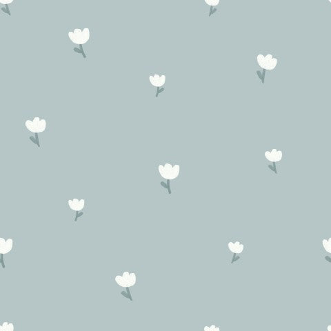 Canvas cotton white flowers on blue background