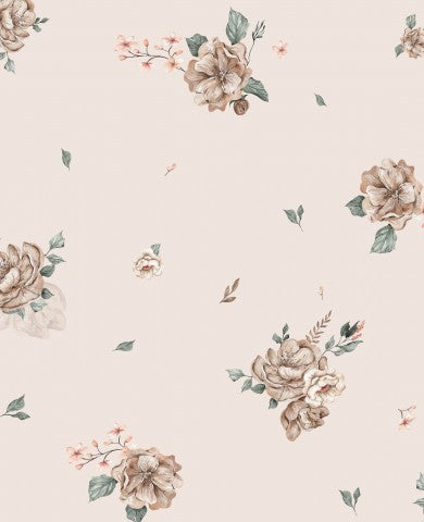 Jersey flowers tiny 30x30cm beige