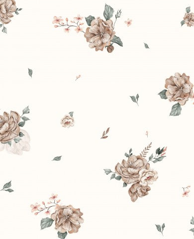 Jersey flowers tiny 30x30cm ecru