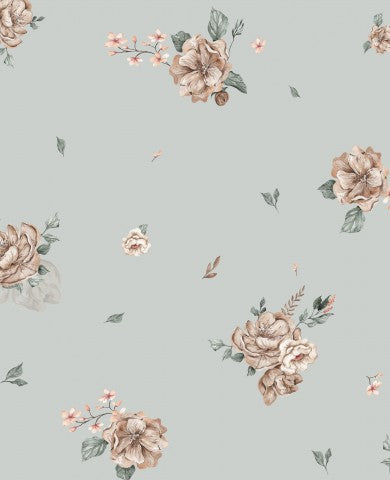 Satin Baumwolle Blumen auf grünem Hintergrund