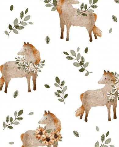 Satin cotton horses and flowers
