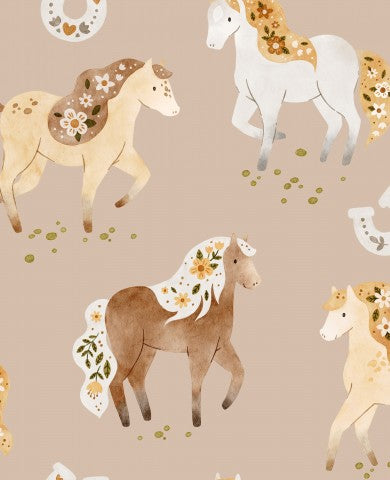 Jersey flower horses beige