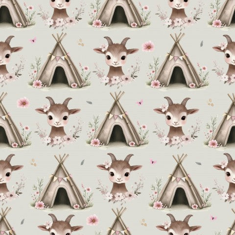 Rib Jersey Ziegen und Tipis