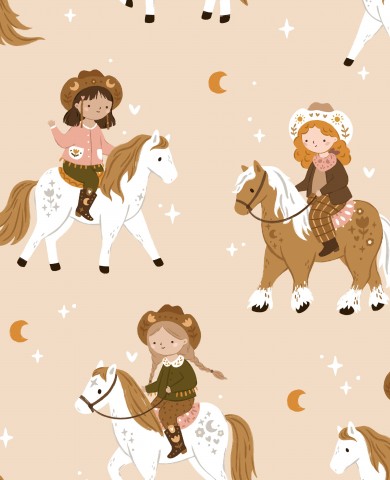 Jersey Boho Cowgirl Horse beige