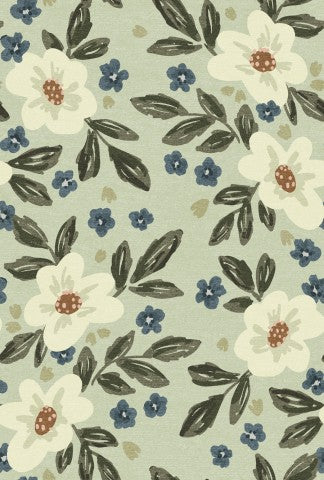 Jersey Boho Spring Painted Flower Vintage Green
