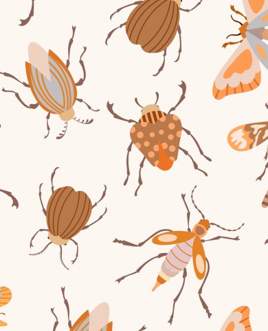 Jersey Boho Insects on Cream