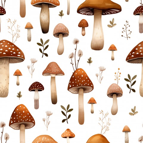 Jersey Boho Forest Mushrooms white