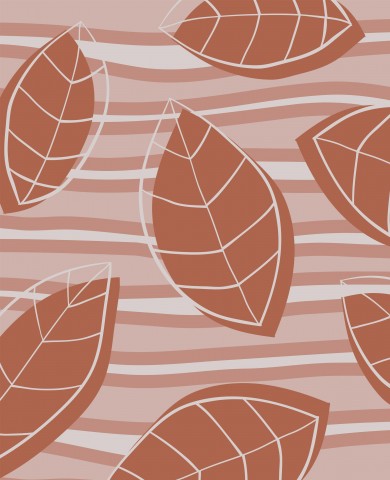 Jersey brown modern leaves on stripes