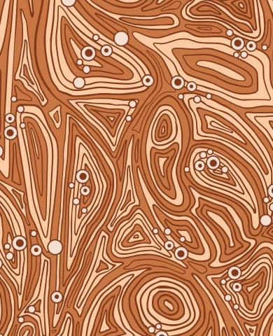 Muslin Brown Abstract Line Art Map