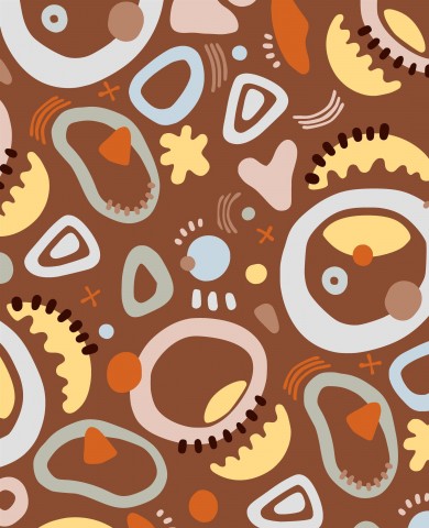Jersey Brown Modern Abstract Shapes Circles