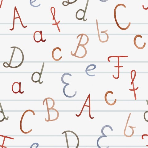 Alphabets French Terry sur fond ligné