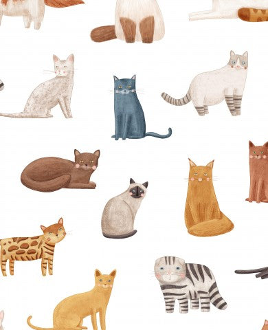 Muslin pattern of cute cats
