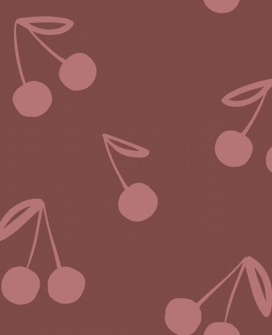 Cerises en French Terry sur fond marron