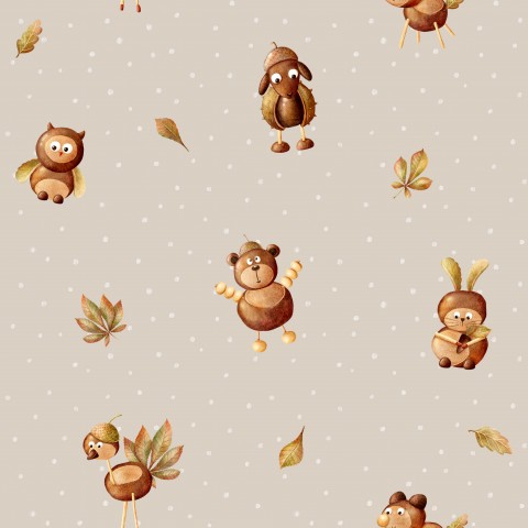 Musselin Chestnut Animals Sand Dots