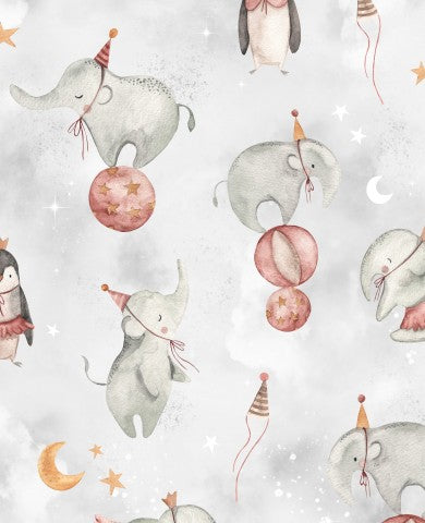 Weiche und weite Baumwolle für deine einzigartigen Projekte - Canvas Baumwolle Circus-Wolken-Version, ideal für Nähereien und Crafting.