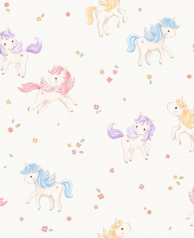 Jersey Colorful Unicorns OffWhite 20x20cm