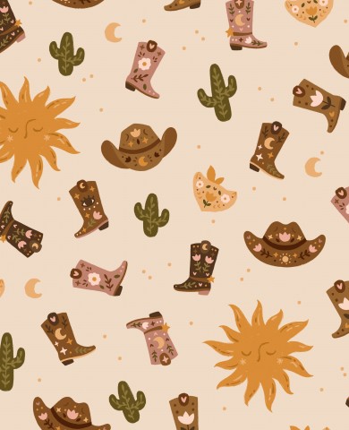 Jersey cowboy boots and hats beige