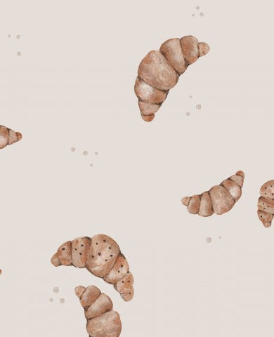  Akvarelfarvede muslincroissanter på beige baggrund