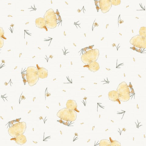  Tessuto per il jersey Cute Ducklings: tela di cotone al 100%, ideale per cucire vestitini per neonati, magliette e felpe con cappuccio.