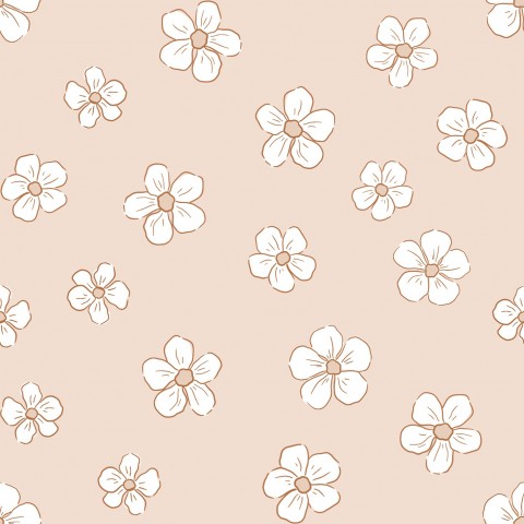 Jersey cute flowers nude pink