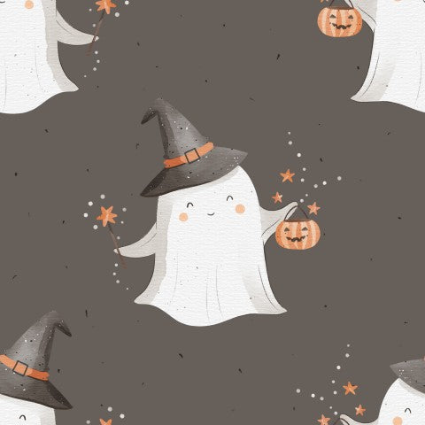 Waterproof fabric Cute ghost on Dark
