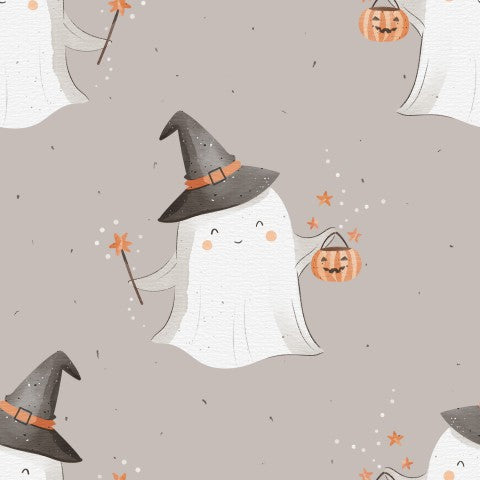 Musselin Cute ghost on Taupe