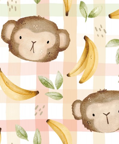 Muslin Cute monkey and bananas