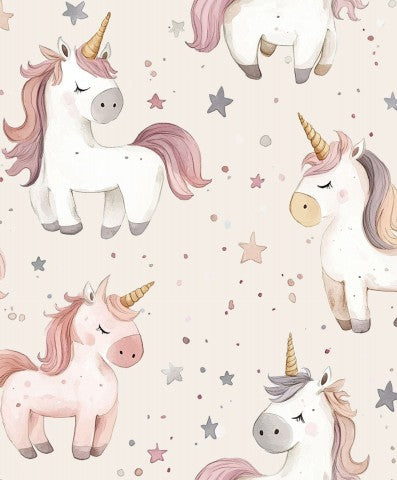 Jersey Cute Neutral Unicorns and stars beige