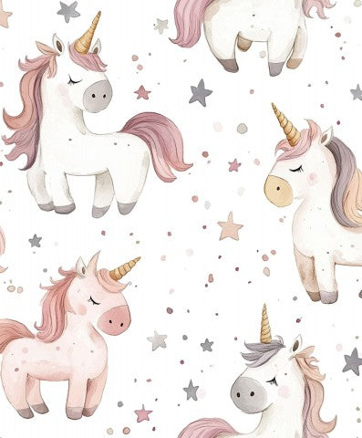 Jersey Cute Neutral unicorns and stars white
