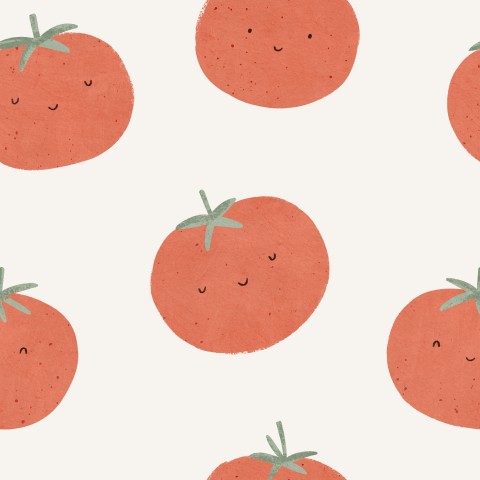 Toile en coton à motifs de tomates avec des visages souriants