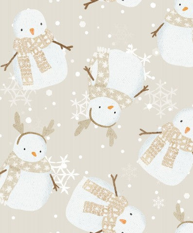 Muslin Cute Winter Christmas snowman on beige