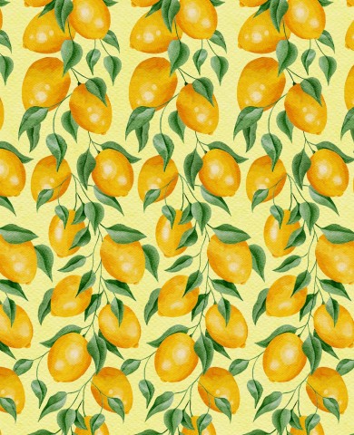Jersey Detailed Watercolor Lemons on Yellow