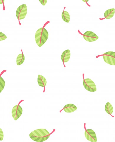 French Terry a pattern of green leaves on a white background