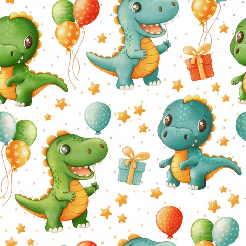 Jersey Dino Party Rainbow White
